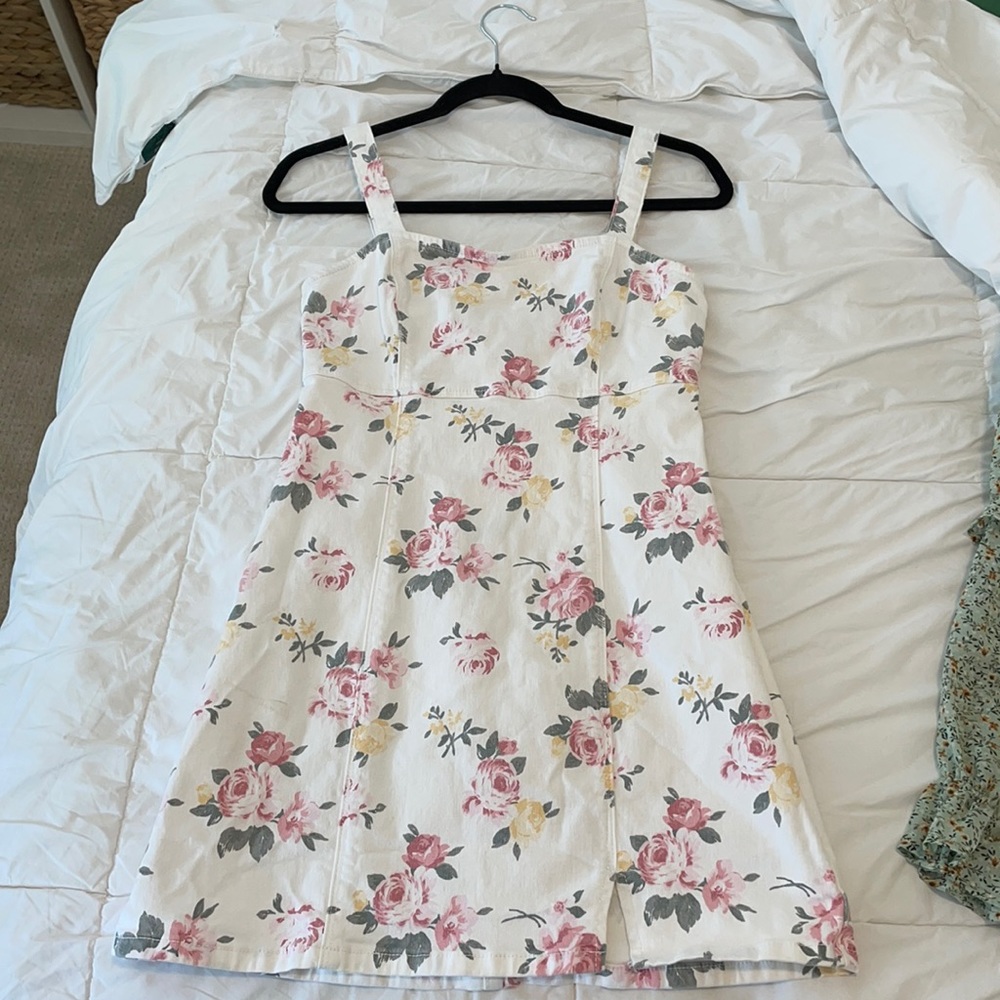 Square-Neck Denim Mini Dress